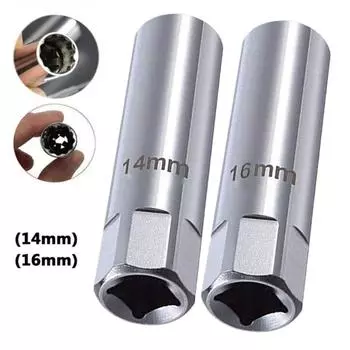 Универсальный ключ для свечей зажигания 3/8 , магнитная головка с 12-гранным углом, тонкостенные инструменты для снятия свечей зажигания автомобиля 14 мм 16 мм
