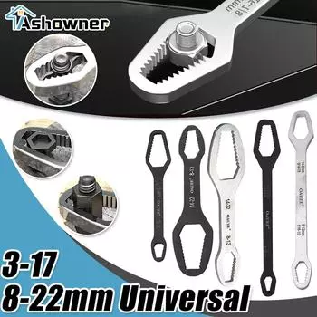 Универсальный ключ Torx 3-17/8-22 мм Самозатягивающаяся регулируемая доска Гаечный ключ Torx с двойной головкой Многоцелевые ручные инструменты для фабрики 145mm 3-17mm 3.5mm