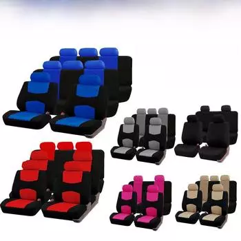 Универсальный комплект из 9 чехлов для сидений из плоской ткани для 5-местных автомобилей — для всесезонного использования