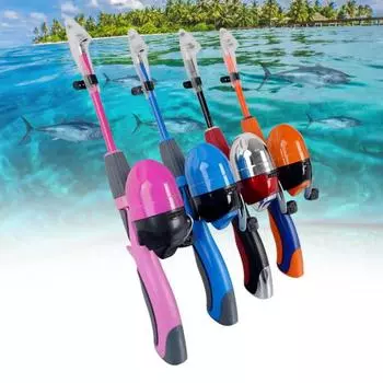 Универсальный комплект катушек Puntos Kids с телескопической удочкой и леской для начинающих молодых людей красный