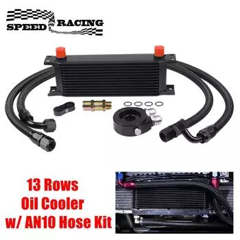 Универсальный комплект масляного радиатора на 13 рядов, охладитель двигателя трансмиссии 10AN с масляным фильтром, комплект шлангов с нейлоновой оплеткой