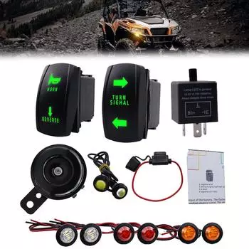 Универсальный комплект указателей поворота с звуковым сигналом заднего хода, мигалка, реле-предохранитель, провод, подходит для UTV ATV Golf SXS, водонепроницаемый