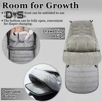 Универсальный конверт для ног для коляски, водонепроницаемый, теплый, регулируемый, удобный льняной детский спальный мешок для холодной погоды серый