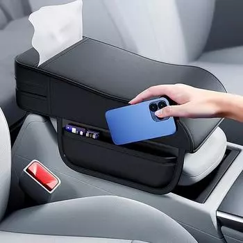 Универсальный кожаный центральный подлокотник для автомобиля, центральная консоль, подлокотник, коврик для сиденья, подушка, чехол для автомобиля, стиль автомобиля чёрный