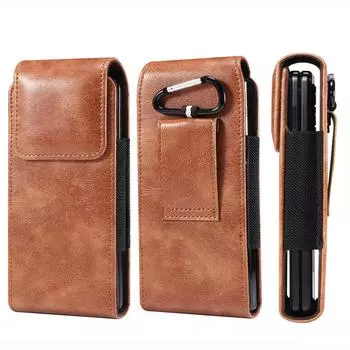 Универсальный кожаный чехол-кобура с креплением на ремень для Samsung Galaxy Z Fold 6 5 4 3 5G Huawei Maxe X5 X3 Mix Fold4 Fold3 чехол для поясной сумки For Galaxy Z Fold5 чёрный