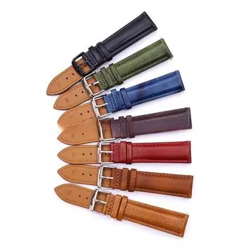 Универсальный кожаный ремешок для часов, подходит для 16 мм/18 мм/20 мм/22 мм/24 мм, ремешок из кожи растительного дубления в стиле ретро, быстросъемный сменный ремешок для часов for 16mm чёрный