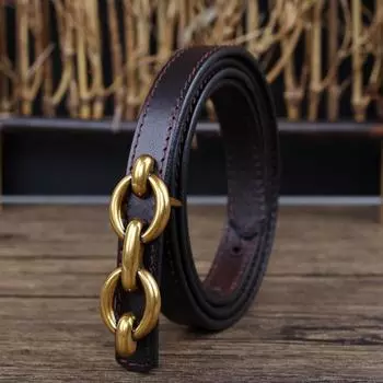 Универсальный маленький ремень, ремень первого слоя, женский тонкий черный кожаный, ретро-украшение с джинсами белый