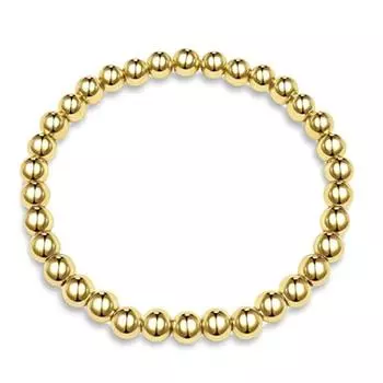 Универсальный медный браслет из натуральных золотых бусин, сохраняющий цвет, эластичный браслет