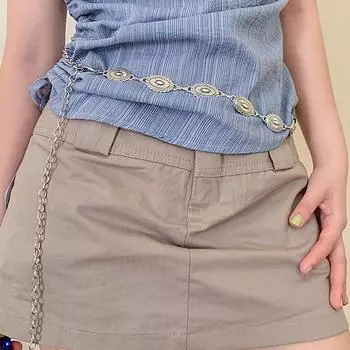 Универсальный металлический пояс в этническом стиле в стиле ретро, богемный пояс-цепочка для женщин, цепочка для свитера, поясная печать, аксессуары для декора тела ONESIZE