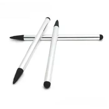 Универсальный металлический стилус двойного назначения 7.0 для емкостных и резистивных сенсорных экранов серебряный