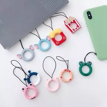Универсальный милый мультяшный силиконовый ремешок на палец, короткий ремешок с подвеской, анти-потерянные ремни для телефона J