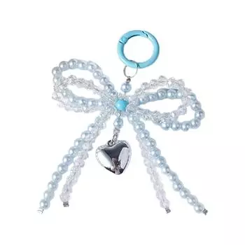 Универсальный модный аксессуар для сумки Шикарный брелок-подвеска с жемчугом и хрустальным бантом Аксессуар-брелок для кошельков и телефонов синий