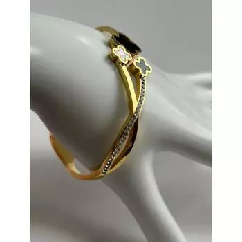 Универсальный модный дизайн, черно-белый браслет Beimu из титановой стали с четырьмя листьями травы золотой