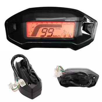 Универсальный мотоцикл с подсветкой ЖК-цифровой спидометр 13000 об/мин одометр чёрный