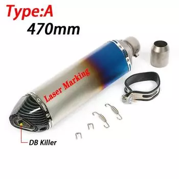 Универсальный мотоциклетный глушитель 470 мм, модифицированный глушитель со съемным глушителем BD Killer для Ninja400 Z250 R1 Type A