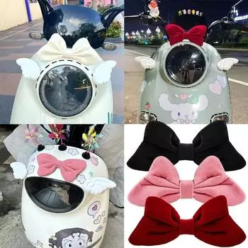 Универсальный мотоциклетный шлем с бантом, бархатные банты для шлема электровелосипеда, аксессуары, милый бант для украшения девушки и женщины красный