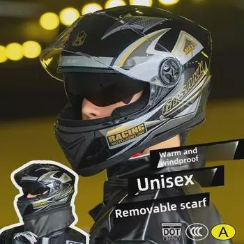 Универсальный мотоциклетный шлем с сертификатом 3C/DOT для мужчин и женщин, теплый зимний полный шлем для всех сезонов.