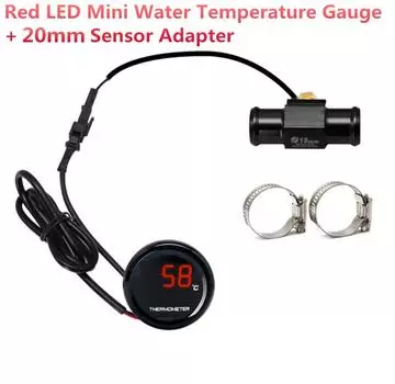 Универсальный мотоциклетный термометр, приборы, температура воды, температура, светодиодный цифровой дисплей, датчик, метр, с адаптером датчика температуры 20 мм