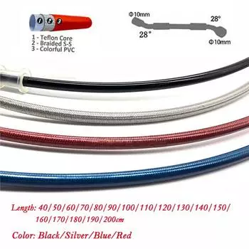 Универсальный мотоциклетный тормозной масляный шланг 400-2000 мм, плетеный шланг для велосипеда, гидравлическая армированная тормозная линия, масляная трубка сцепления M10, универсальная подходит для гонок 40cm чёрный