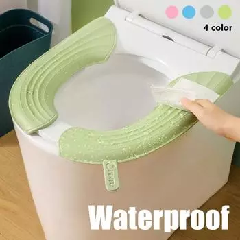 Универсальный мягкий чехол для сиденья унитаза из ЭВА, 2 шт., нескользящие водонепроницаемые моющиеся подушки для сиденья, многоразовый коврик для крышки унитаза зелёный