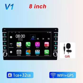 Универсальный мультимедийный плеер 1 Din, 8 дюймов, Android 12, сенсорный экран, Bluetooth, Wi-Fi, Carplay, автомобильная стереонавигация, радио 1+32+mic