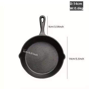 Универсальный набор чугунных сковородок — с антипригарным покрытием, идеально подходит для стейков и яиц, совместим с газовыми и индукционными плитами, идеально подходит для кемпинга на открытом воздухе и дома 14CM