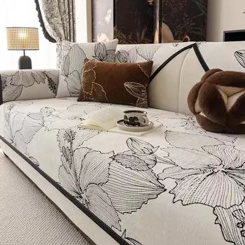 Универсальный нескользящий чехол для дивана Four Seasons из шенилла, чехол для подушки с скандинавскими цветами, тканевое полотенце, подушка для угловых диванов в форме буквы L A 70x70