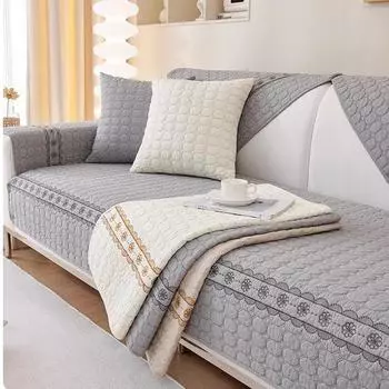 Универсальный нескользящий кожаный чехол для дивана из чистого хлопка на четыре сезона, летняя подушка для дивана, простая кремовая подушка для дивана бежевого цвета 70x70