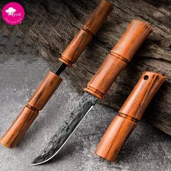 Универсальный нож для барбекю, нож для нарезки, рыба, фрукты, стейк, пластиковая ручка, кухонные ножи, ручная кузница, нож мясника, инструмент шеф-повара оранжевый