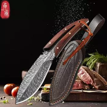 Универсальный нож из нержавеющей стали с перьями, портативный нож для фруктов высокой твердости с рукавом для ножа