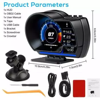 Универсальный OBD2&GPS Двойной измерительный прибор Спидометр Проекционный дисплей Многофункциональный датчик Температура воды Турбо Автомобильные аксессуары HUD P6