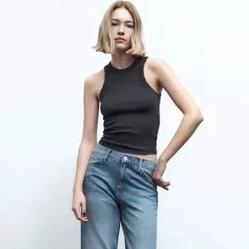 Универсальный облегающий жилет без рукавов из хлопка с нитками - укороченный фасон (ZR Молл) Large