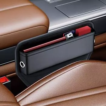 Универсальный органайзер для автомобильного сиденья из искусственной кожи, многофункциональный, с боковым карманом и прорезью, ящик для хранения, аксессуары для интерьера чёрный