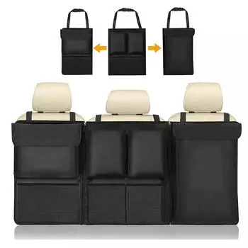Универсальный органайзер для багажника автомобиля, большая вместимость, ткань Оксфорд, багажник на заднее сиденье, съемный подвесной органайзер для спинки сиденья чёрный
