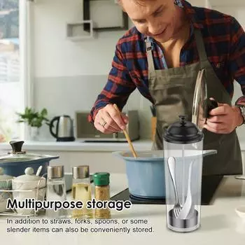 Универсальный органайзер для трубочек, удобный диспенсер для трубочек, держатель для трубочек с крышкой для вечеринок, пластиковый органайзер для трубочек чёрный