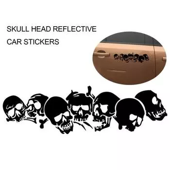 Универсальный ПЭТ семь голов черепа автомобиль мотоцикл светоотражающая наклейка украшение белый