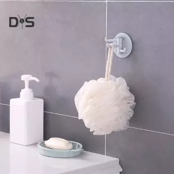 Универсальный пластиковый крючок для полотенец, 3-раздельный вращающийся держатель, задняя вешалка для двери ванной комнаты синий