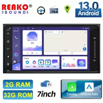 Универсальный плеер Android Toyota 7 дюймов 2 Din автомагнитола Carplay навигация GPS WiFi RDS DSP AM 4 core 2GB+32GB carplay