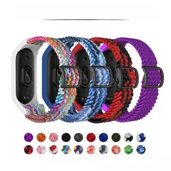 Универсальный плетеный эластичный нейлоновый ремешок для Xiaomi Mi Band 7/5/6 Xiaomi Mi Band 5/6/7 Elastic Nylon Strap красный