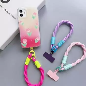 Универсальный плетеный шнурок для мобильного телефона, съемный портативный шнур для подвешивания мобильного телефона, милый мультяшный короткая цепочка, подарки