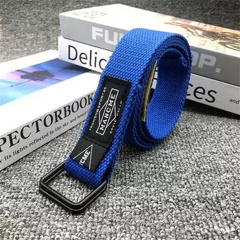 Универсальный пояс с двойным кольцом Простой холщовый ремешок Женский Мужской Нейлоновый плетеный ремень