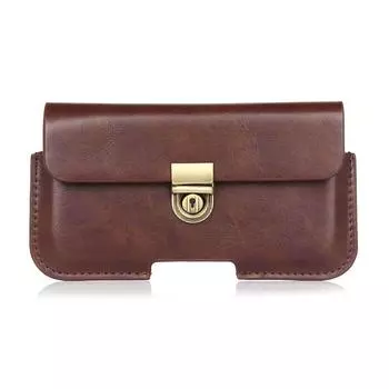 Универсальный поясной чехол-сумка 7,2 дюйма с откидной крышкой и магнитной застежкой для Samsung S20 и Apple 12, защита мобильного телефона. Universal 5.1 inches темно-коричневого