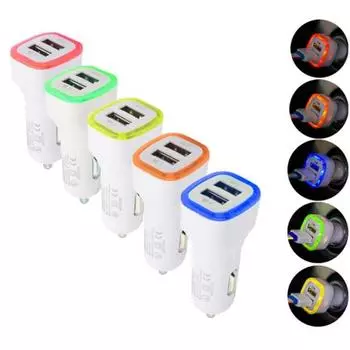 Универсальный портативный светодиодный светильник с кольцом для быстрой зарядки, двойной USB-порт, автомобильное зарядное устройство, адаптер синий