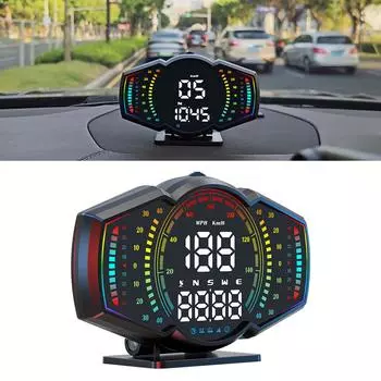 Универсальный проекционный дисплей, многофункциональный тестер, GPS-компас, спидометр, высотомер, измеритель уклона, автомобильная сигнализация HUD Black