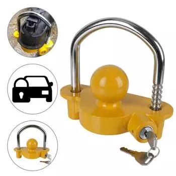 Универсальный противоугонный замок для прицепа с креплением на шаровую опору для тяжелых условий эксплуатации жёлтый