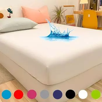 Универсальный размер 99,99% водонепроницаемая сплошная простыня на подкладке. Регулируемые наматрасники в скандинавском стиле с четырьмя углами и эластичной лентой. Защита от клещей и моющаяся. Sheet 80X200x30cm синий