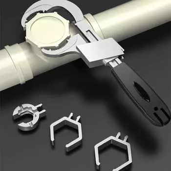 Универсальный регулируемый двухсторонний гаечный ключ из алюминиевого сплава, многофункциональный ключ для ванны, ручной инструмент для ремонта ванной комнаты чёрный