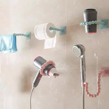 Универсальный регулируемый кронштейн для хранения полотенец, держатель для душевой лейки, вешалка для фена, аксессуары для ванной комнаты, простые в использовании розовый
