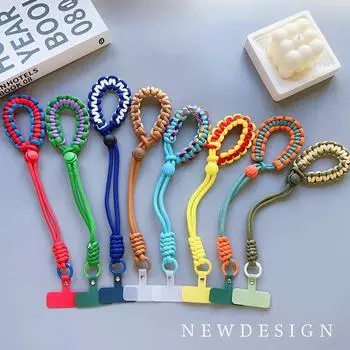 Универсальный регулируемый плетеный ремешок для телефона, подвесная цепочка, кольцевой шнур с накладным ремешком на запястье, съемный веревочный брелок для телефона