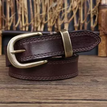 Универсальный ремень в стиле ретро, литературный и художественный стиль, нишевый дизайн, латунная пряжка, женский ремень для джинсов, ремень из воловьей кожи, модный 95cm хаки